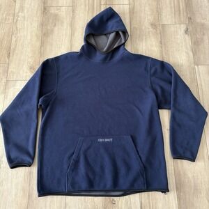 Eddie Bauer Gray Blue Pullover Hoodie Men's XL Kangaroo Pocket Reversible Zip